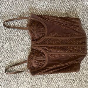 Elegant Brown Lace Bustier Top